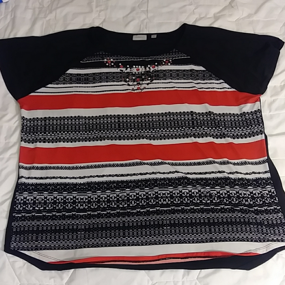 Avenue Black, Red and White blouse.